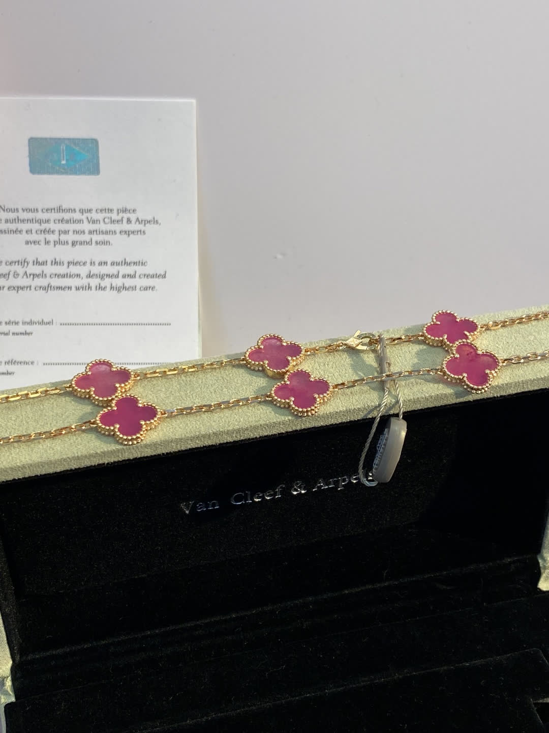 Van Cleef & Arpels Alhambra Pink Enamel Gold Necklace